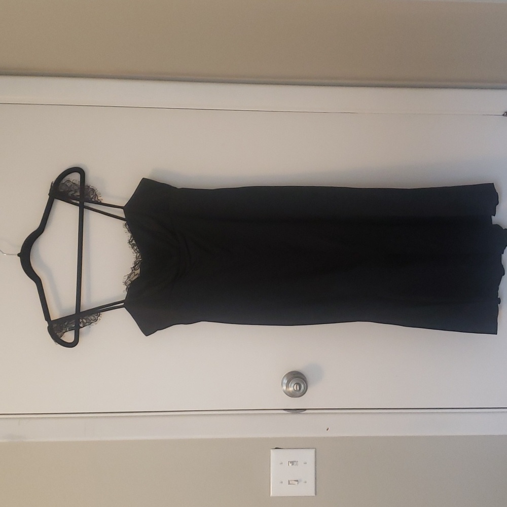 A.B.S by Allen Schwartz Black Cocktail Dress with Lace Accents